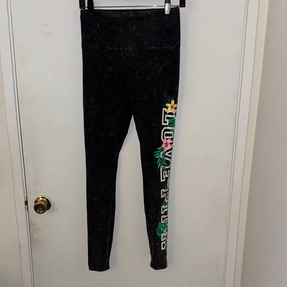 PINK Victoria's Secret Pants - Black “PINK VICTORIA’S SECRET ” Leggings with Floral Print
